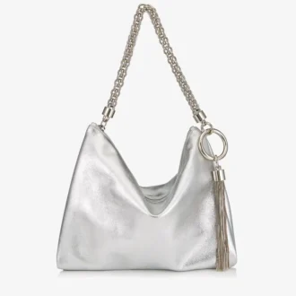Pochette Callie in pelle metallizzata argento