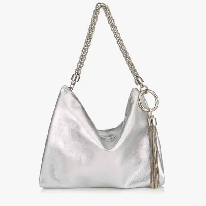 Pochette Callie in pelle metallizzata argento Pochette Callie in pelle metallizzata argento
