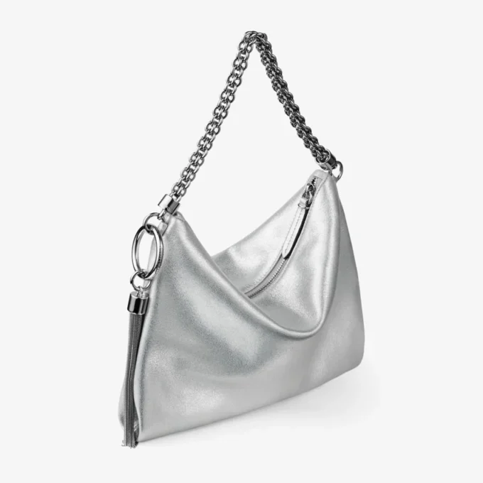 Pochette Callie in pelle metallizzata argento Pochette Callie in pelle metallizzata argento