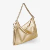 Pochette Callie in pelle metallizzata dorata con tracolla a catena Pochette Callie in pelle metallizzata dorata con tracolla a catena