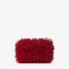 Pochette Cloud in raso rosso rubino con ricamo a petali Pochette Cloud in raso rosso rubino con ricamo a petali