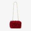 Pochette Cloud in raso rosso rubino con ricamo a petali Pochette Cloud in raso rosso rubino con ricamo a petali