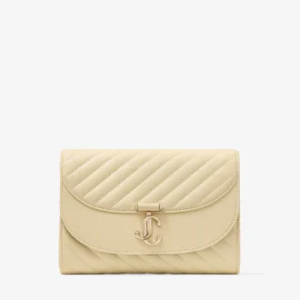 Pochette Curve in pelle Biker trapuntata color burro