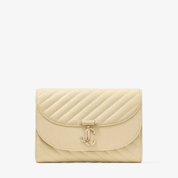 Pochette Curve in pelle Biker trapuntata color burro Pochette Curve in pelle Biker trapuntata color burro