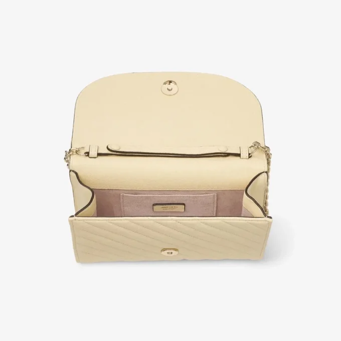 Pochette Curve in pelle Biker trapuntata color burro Pochette Curve in pelle Biker trapuntata color burro
