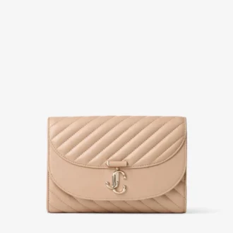 Pochette Curve in pelle biker trapuntata color chai