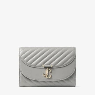Pochette Curve in pelle Biker trapuntata color tortora