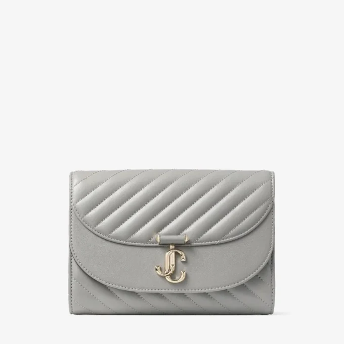 Pochette Curve in pelle Biker trapuntata color tortora Pochette Curve in pelle Biker trapuntata color tortora