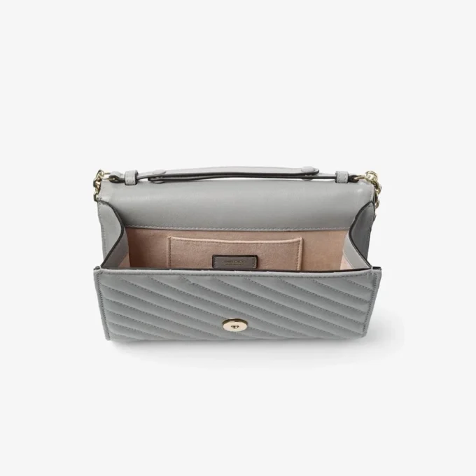 Pochette Curve in pelle Biker trapuntata color tortora Pochette Curve in pelle Biker trapuntata color tortora