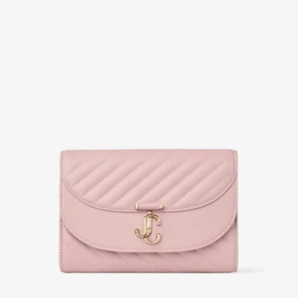 Pochette Curve in pelle Biker trapuntata rosa