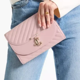 Pochette Curve in pelle Biker trapuntata rosa