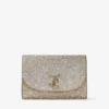 Pochette Curve in pelle scamosciata dorata lucida con cristalli Hotfix Pochette Curve in pelle scamosciata dorata lucida con cristalli Hotfix