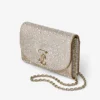 Pochette Curve in pelle scamosciata dorata lucida con cristalli Hotfix Pochette Curve in pelle scamosciata dorata lucida con cristalli Hotfix