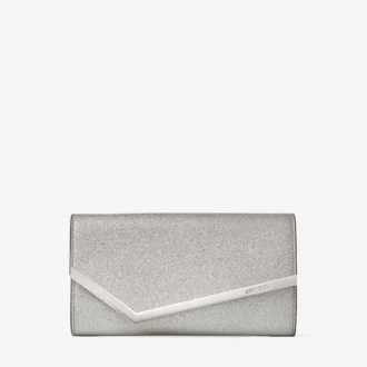 Pochette Emmie in pelle glitterata argento