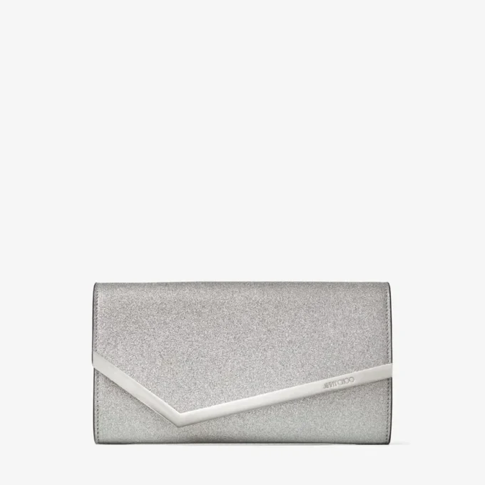Pochette Emmie in pelle glitterata argento Pochette Emmie in pelle glitterata argento
