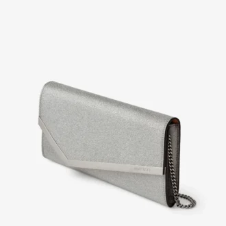 Pochette Emmie in pelle glitterata argento