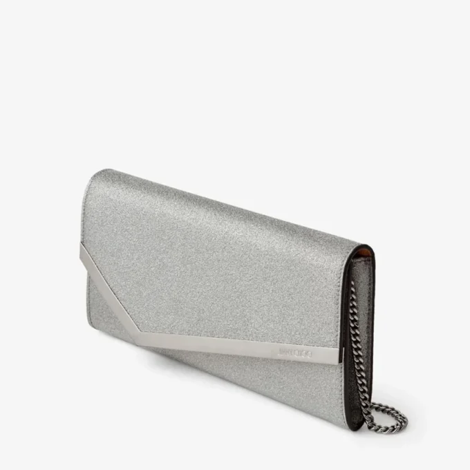 Pochette Emmie in pelle glitterata argento Pochette Emmie in pelle glitterata argento