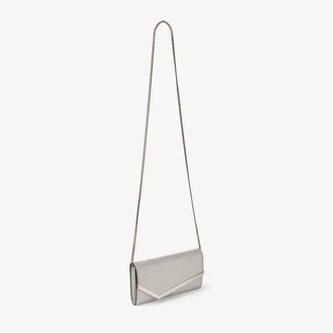 Pochette Emmie in pelle glitterata argento Pochette Emmie in pelle glitterata argento