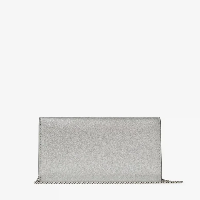 Pochette Emmie in pelle glitterata argento Pochette Emmie in pelle glitterata argento