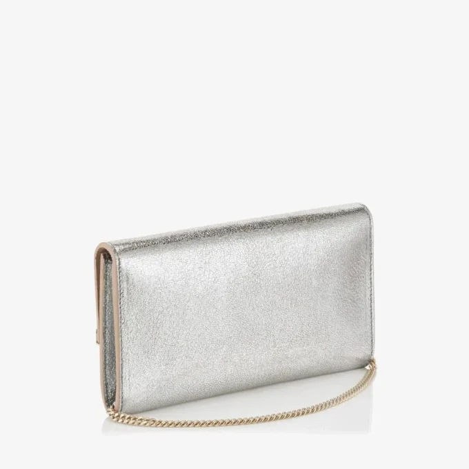 Pochette Emmie in pelle glitterata color champagne Pochette Emmie in pelle glitterata color champagne