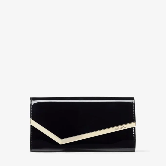 Pochette Emmie in pelle verniciata nera Pochette Emmie in pelle verniciata nera