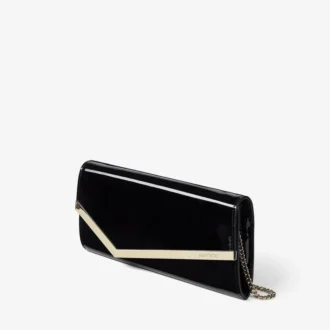 Pochette Emmie in pelle verniciata nera
