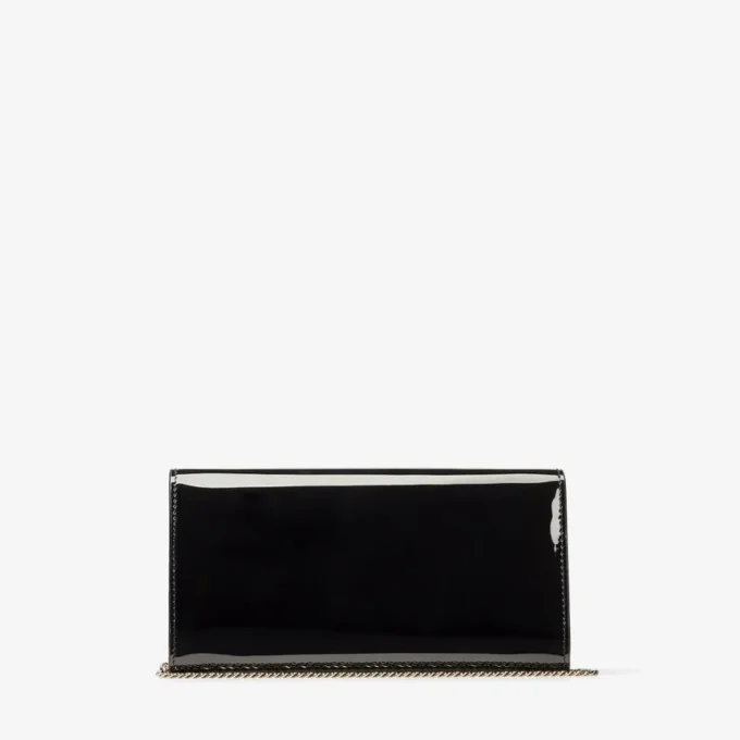 Pochette Emmie in pelle verniciata nera Pochette Emmie in pelle verniciata nera