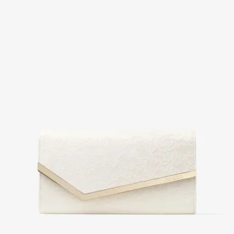 Pochette Emmie in pizzo jimmy choo color avorio