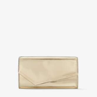 Pochette Emmie in tessuto dorato a specchio