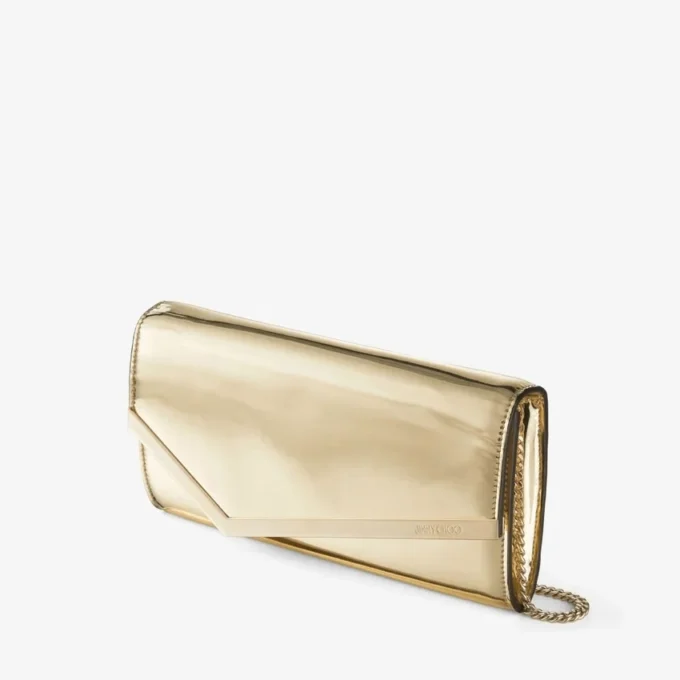 Pochette Emmie in tessuto dorato a specchio Pochette Emmie in tessuto dorato a specchio