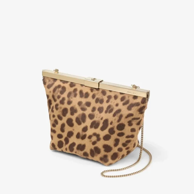 Pochette Ganache in cavallino con stampa leopardata naturale Pochette Ganache in cavallino con stampa leopardata naturale