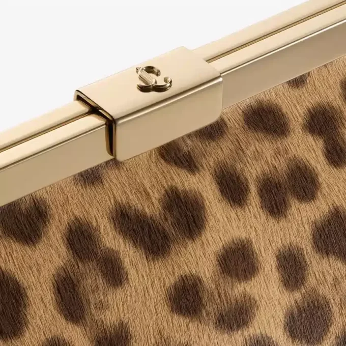 Pochette Ganache in cavallino con stampa leopardata naturale Pochette Ganache in cavallino con stampa leopardata naturale