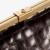 Pochette Ganache Sambuco in pelle goffrata lucida effetto coccodrillo Pochette Ganache Sambuco in pelle goffrata lucida effetto coccodrillo