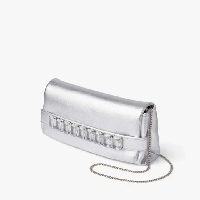 Pochette Kya in pelle nappa metallizzata argento Pochette Kya in pelle nappa metallizzata argento