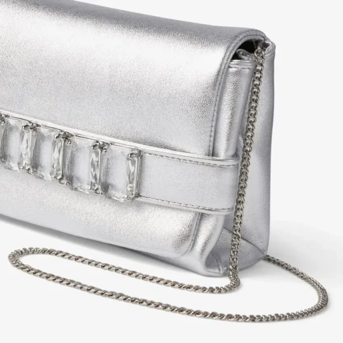Pochette Kya in pelle nappa metallizzata argento Pochette Kya in pelle nappa metallizzata argento