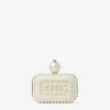 Pochette Micro Cloud in pelle scamosciata bianca con decorazioni in perle su tutta la superficie Pochette Micro Cloud in pelle scamosciata bianca con decorazioni in perle su tutta la superficie