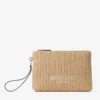 Pochette piatta con cerniera Pochette con cerniera in rafia naturale e color latte Pochette piatta con cerniera Pochette con cerniera in rafia naturale e color latte