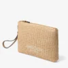 Pochette piatta con cerniera Pochette con cerniera in rafia naturale e color latte Pochette piatta con cerniera Pochette con cerniera in rafia naturale e color latte