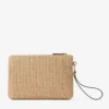 Pochette piatta con cerniera Pochette con cerniera in rafia naturale e color latte Pochette piatta con cerniera Pochette con cerniera in rafia naturale e color latte
