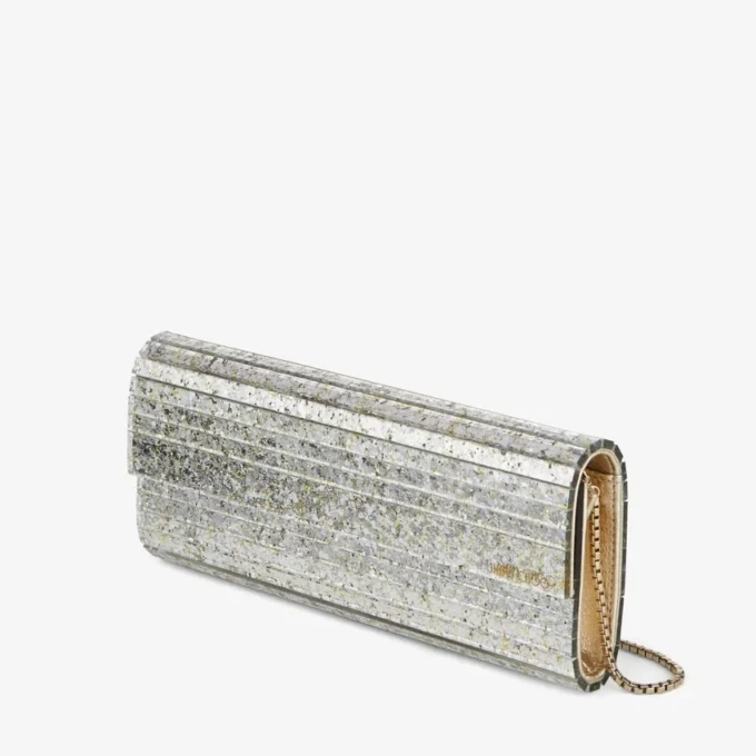 Pochette Sweetie in acrilico glitterato grossolano color champagne Pochette Sweetie in acrilico glitterato grossolano color champagne