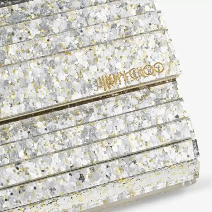 Pochette Sweetie in acrilico glitterato grossolano color champagne Pochette Sweetie in acrilico glitterato grossolano color champagne