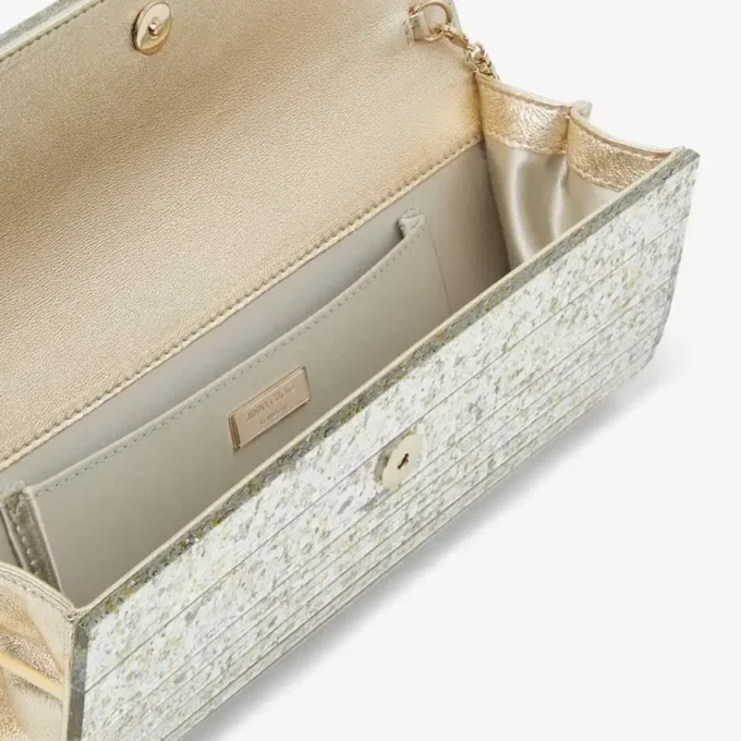 Pochette Sweetie in acrilico glitterato grossolano color champagne Pochette Sweetie in acrilico glitterato grossolano color champagne