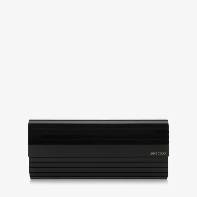 Pochette Sweetie in acrilico nero con tracolla a catena dorata Pochette Sweetie in acrilico nero con tracolla a catena dorata