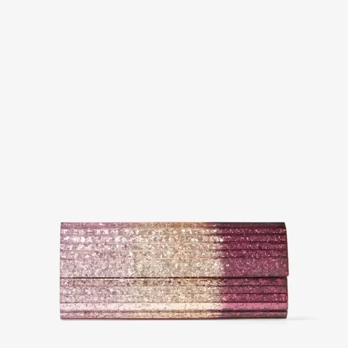 Pochette Sweetie in plexiglass acrilico con glitter sfumati color cipria