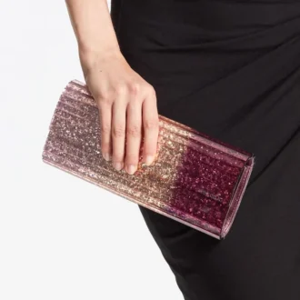 Pochette Sweetie in plexiglass acrilico con glitter sfumati color cipria