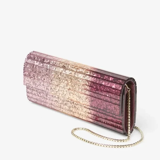 Pochette Sweetie in plexiglass acrilico con glitter sfumati color cipria