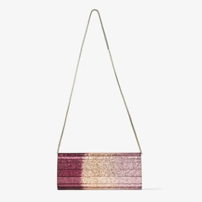 Pochette Sweetie in plexiglass acrilico con glitter sfumati color cipria