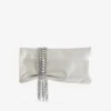Pochette Zandra in morbida pelle scamosciata dorata lucida con bracciale a catena Pochette Zandra in morbida pelle scamosciata dorata lucida con bracciale a catena