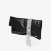 Pochette Zandra in pelle metallizzata nera vintage Pochette Zandra in pelle metallizzata nera vintage