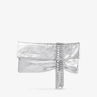 Pochette Zandra in pelle metallizzata vintage argento Pochette Zandra in pelle metallizzata vintage argento